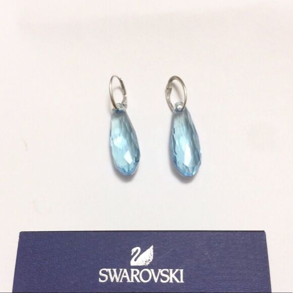 Bella drop earrings, Blue, Rhodium plated | Swarovski Swarovski earrings